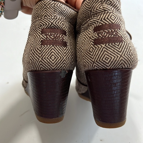 TOMS Desert Wedge Tweed Brown Bootie Boot Geometric Sz 8 - Picture 8 of 10